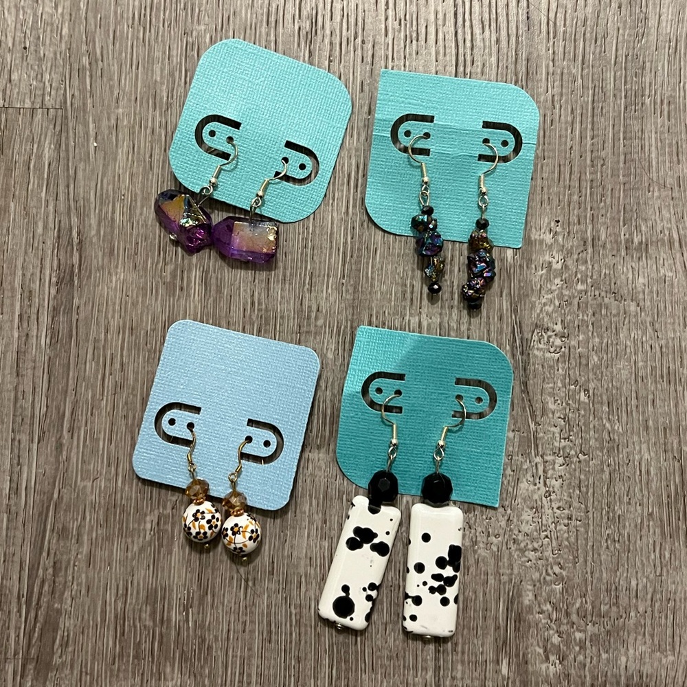 Four sets of earrings